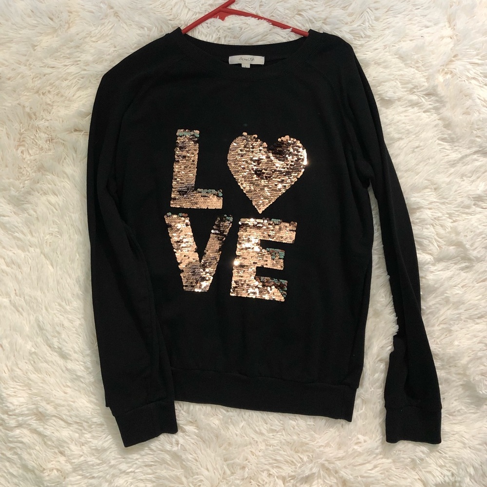 Black LOVE bedazzled sweater